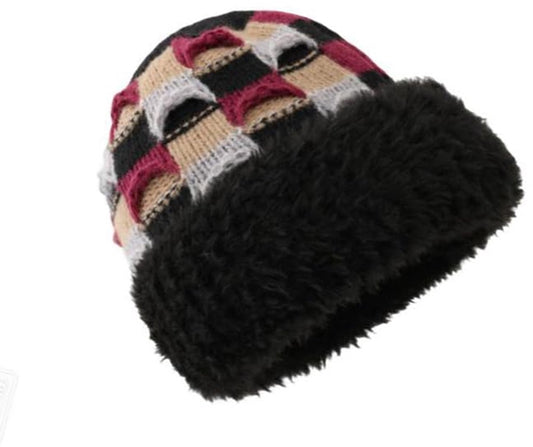 Winter Warm Knitted Hat - With Fleece Lining - Unisex - Suitable for Cold Weather(Black) V1188-ZXY-10869
