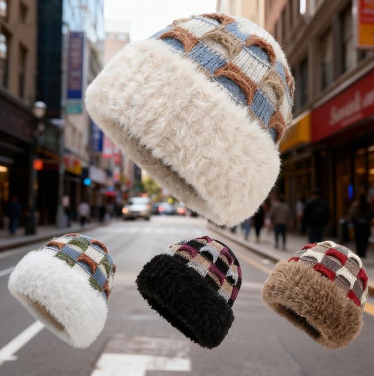 Winter Warm Knitted Hat - With Fleece Lining - Unisex - Suitable for Cold Weather(Black) V1188-ZXY-10869