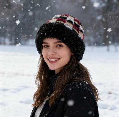 Winter Warm Knitted Hat - With Fleece Lining - Unisex - Suitable for Cold Weather(Black) V1188-ZXY-10869