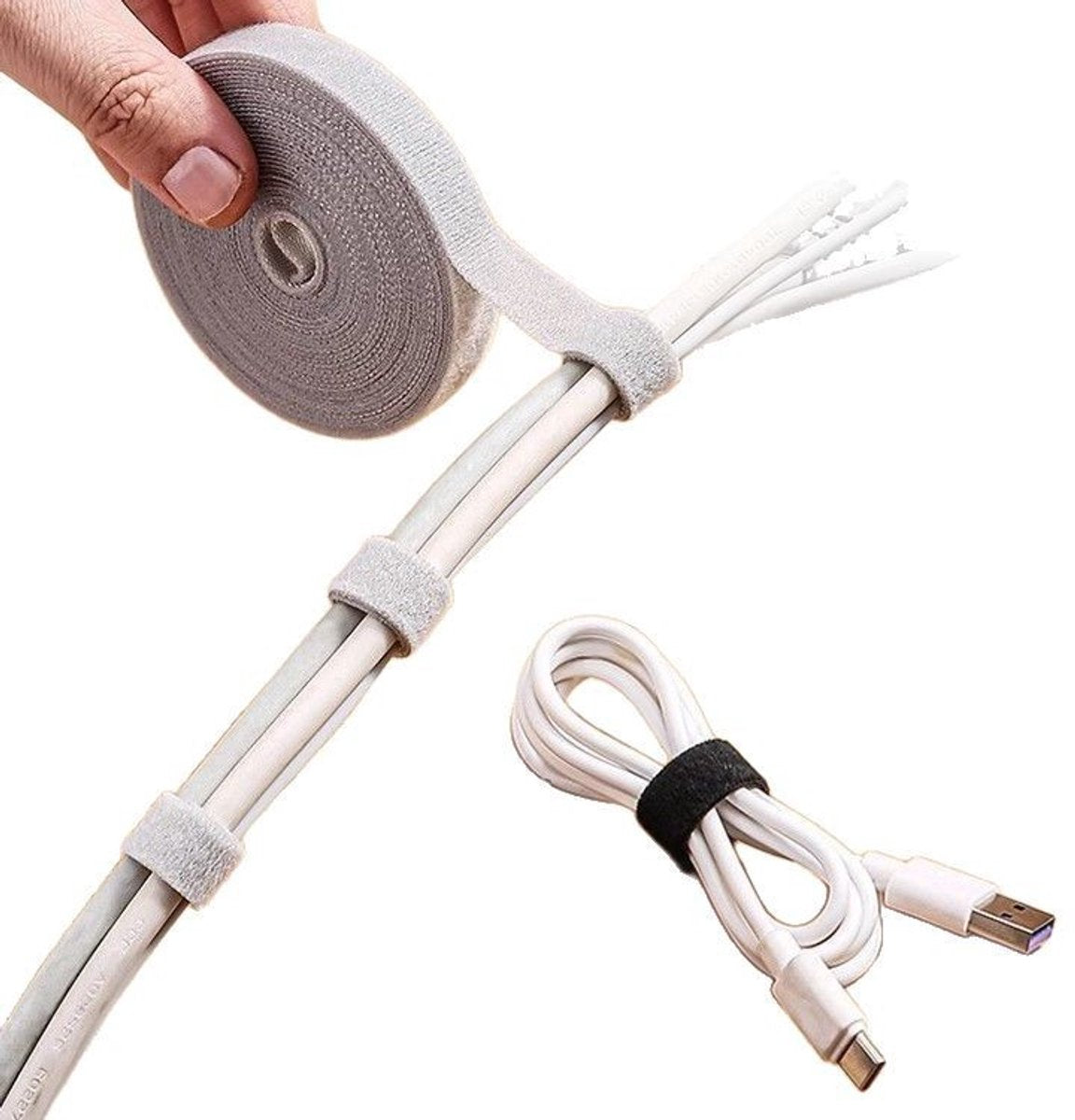 Cable Organizer with Velcro - Cable Ties for Data Cables - Reusable Straps - For storing mobile phone cables, V1188-ZXY-10874