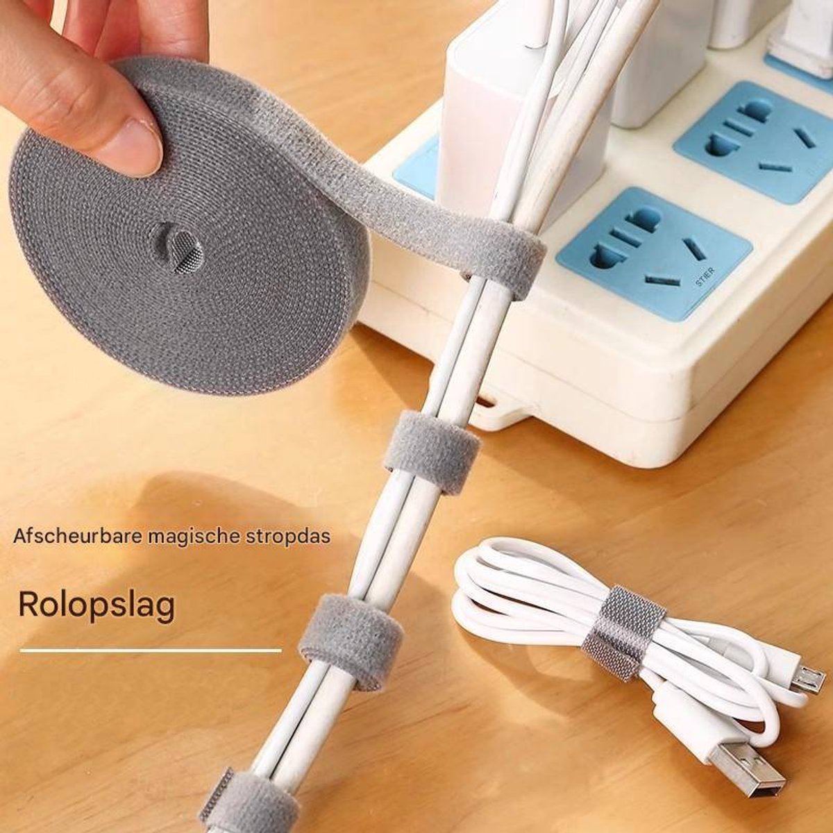 Cable Organizer with Velcro - Cable Ties for Data Cables - Reusable Straps - For storing mobile phone cables, V1188-ZXY-10874
