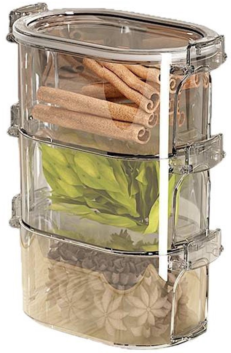 Storage Jars - 3-Tier - Sealed Storage Bottles - Spice Bottles - Storage Boxes - Kitchen Storage Bottles V1188-ZXY-10875