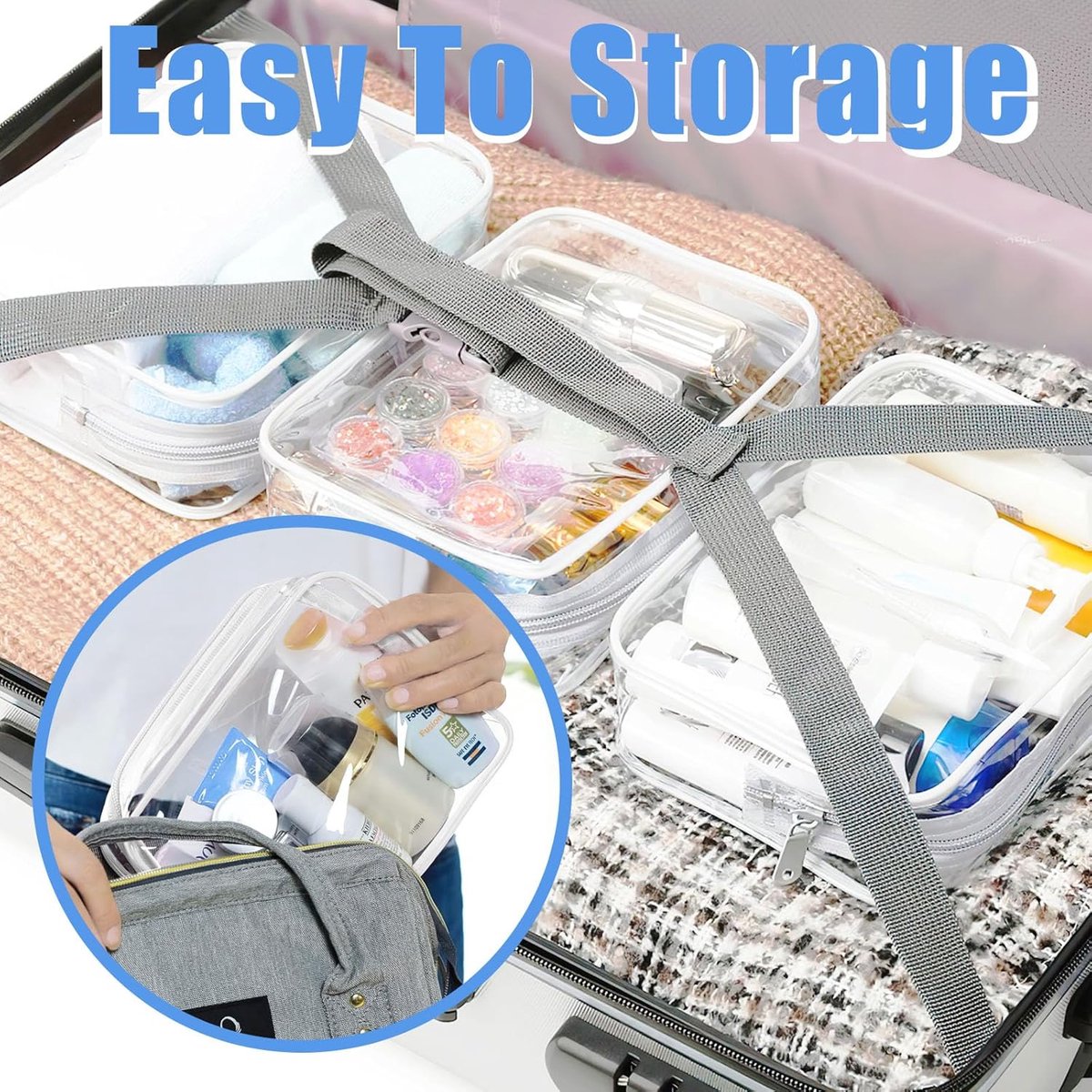 Storage Bag - 4 Pieces - Portable Storage Bag - Simple Makeup Bag - Foldable - Transparent V1188-ZXY-10877