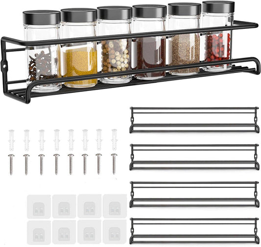 Four-Tier Metal Wall-Mounted Spice Rack - Suitable for Kitchens and Cabinet Interiors - Neatly Organizes V1188-ZXY-10881
