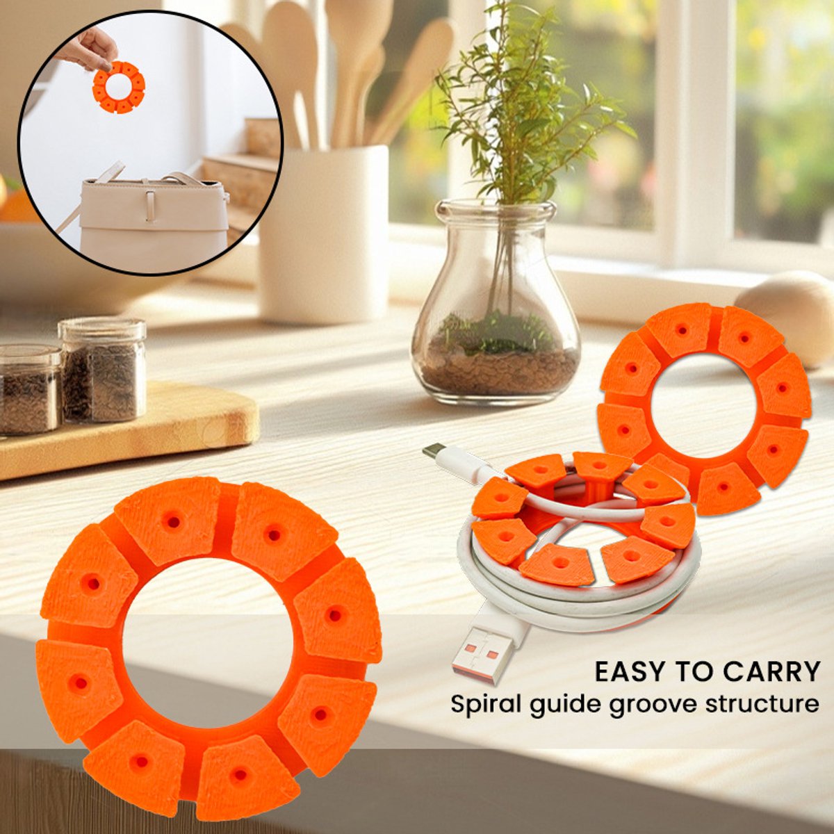 Cable Holder Set | Cable Organizer | Travel Cable Organizer - 4-pack - Cable Organizer for USB Charging V1188-ZXY-10887