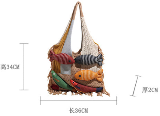 Shoulder Bag - Spacious Storage Bag - Versatile Knitted Bag - Tassel Shopping Bag - Perfect for Day Trips and V1188-ZXY-10889