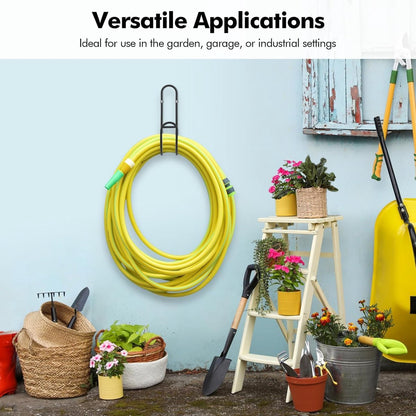 Garden Hose Hanging System - Wall Mount for Neat Storage - Stainless Steel Frame - Black V1188-ZXY-10891