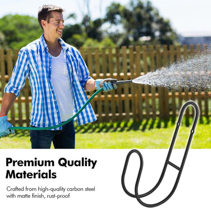 Garden Hose Hanging System - Wall Mount for Neat Storage - Stainless Steel Frame - Black V1188-ZXY-10891