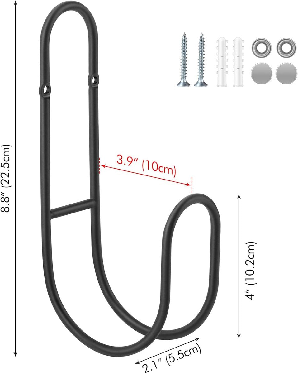 Garden Hose Hanging System - Wall Mount for Neat Storage - Stainless Steel Frame - Black V1188-ZXY-10891