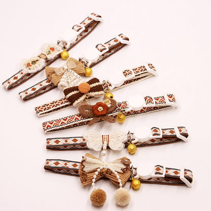 Cat Collar - Bow and Bell Collar - Adjustable Kitten Collar - Dog Collar - Lightweight Safety Collar for Pets V1188-ZXY-10893
