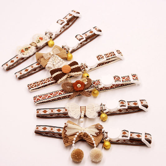 Cat Collar - Bow and Bell Collar - Adjustable Kitten Collar - Dog Collar - Lightweight Safety Collar for Pets V1188-ZXY-10893