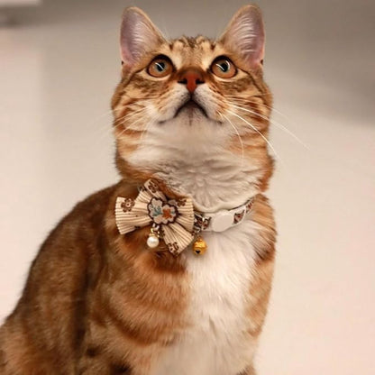 Cat Collar - Bow and Bell Collar - Adjustable Kitten Collar - Dog Collar - Lightweight Safety Collar for Pets V1188-ZXY-10893