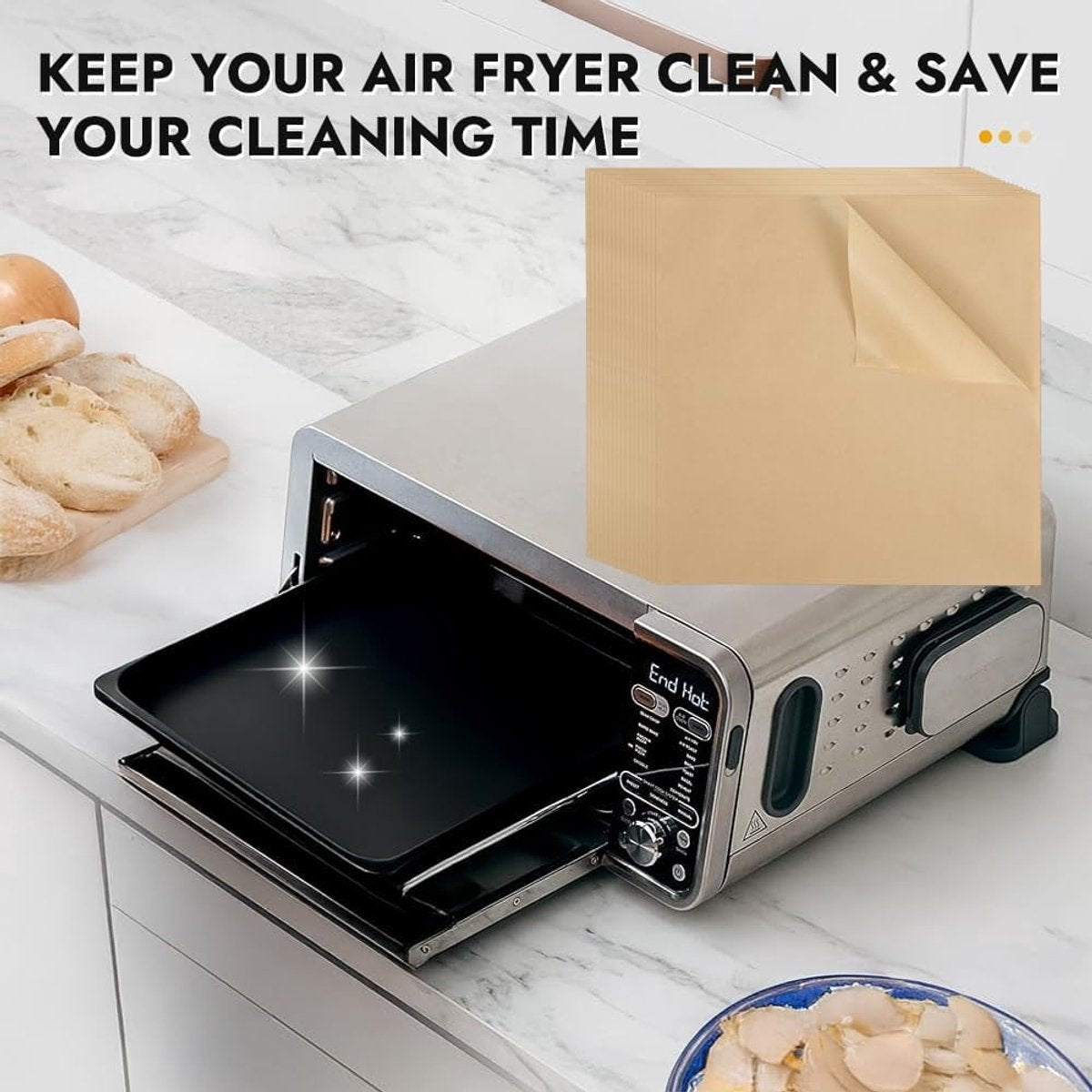 Baking Paper - 12-inch Airfryer Baking Paper - 200 Sheets - Disposable Airfryer Liner - Oven Accessory with V1188-ZXY-10895