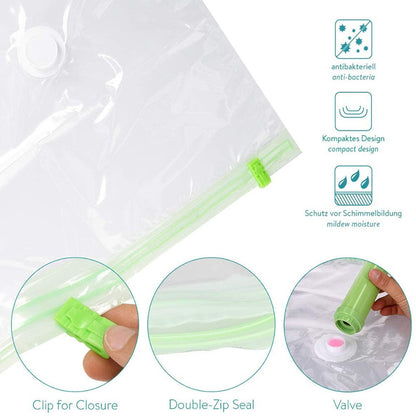 Vacuum Bags for Clothes - Set of 4 - with Manual Inflation Function - 120x100cm V1188-ZXY-10900