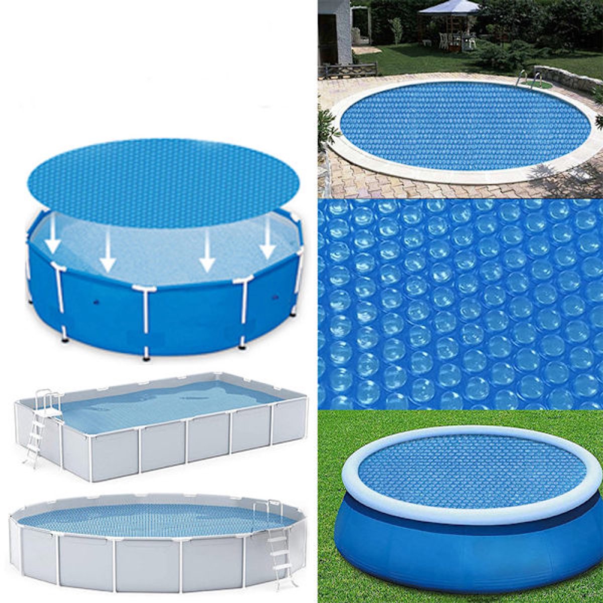 Insulation foil for outdoor pools - 2.4 m diameter - Blue - 1 piece V1188-ZXY-10901