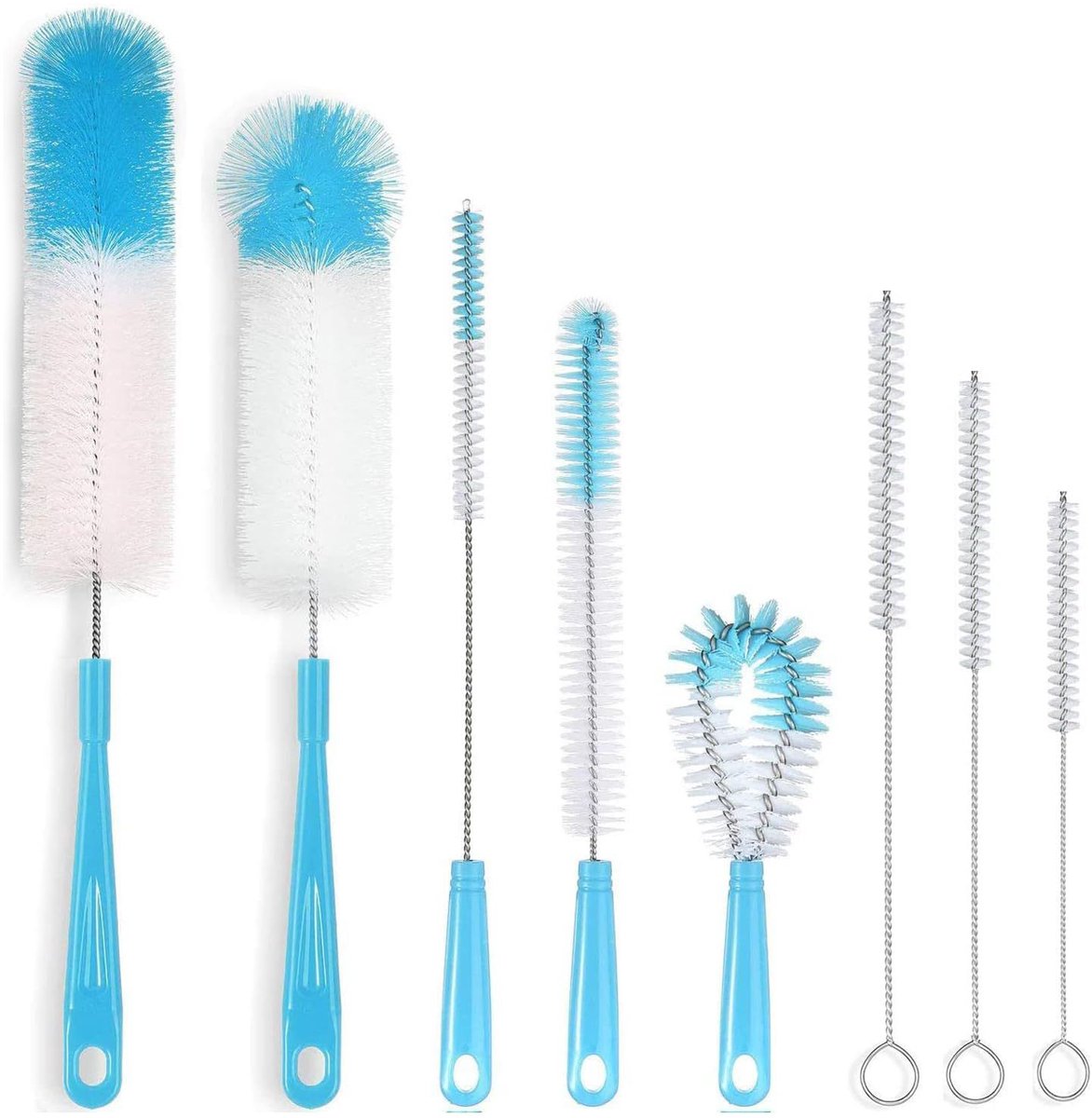 Cup Cleaning Brushes - Pack of 8 - Scratch-resistant - For all cup surfaces - Baby bottle brush - Blue V1188-ZXY-10903