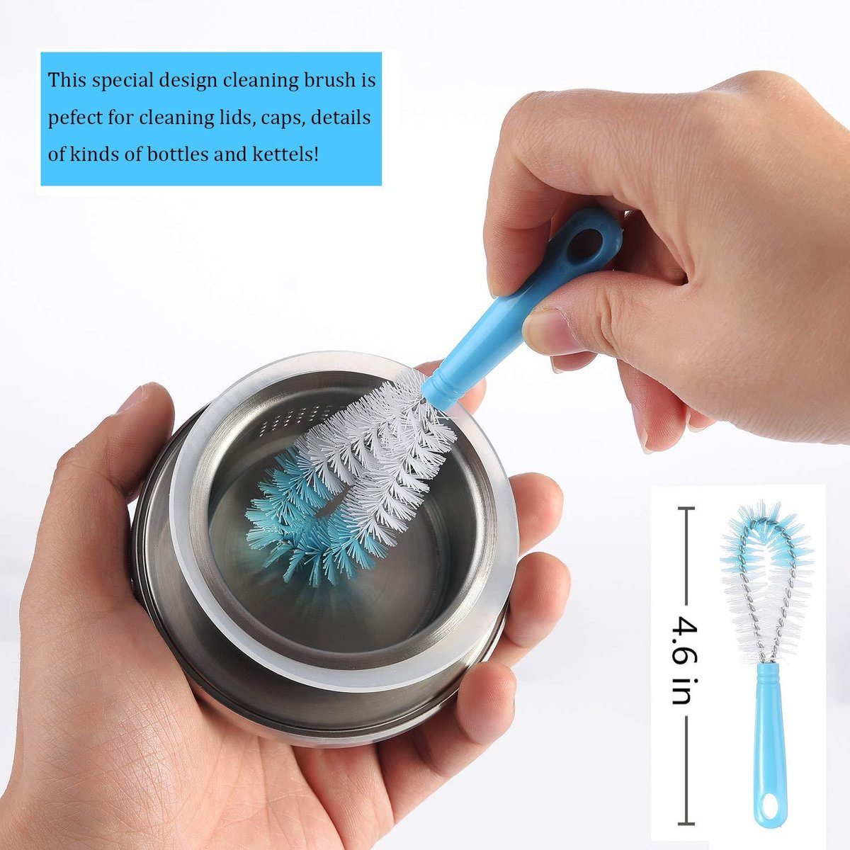 Cup Cleaning Brushes - Pack of 8 - Scratch-resistant - For all cup surfaces - Baby bottle brush - Blue V1188-ZXY-10903