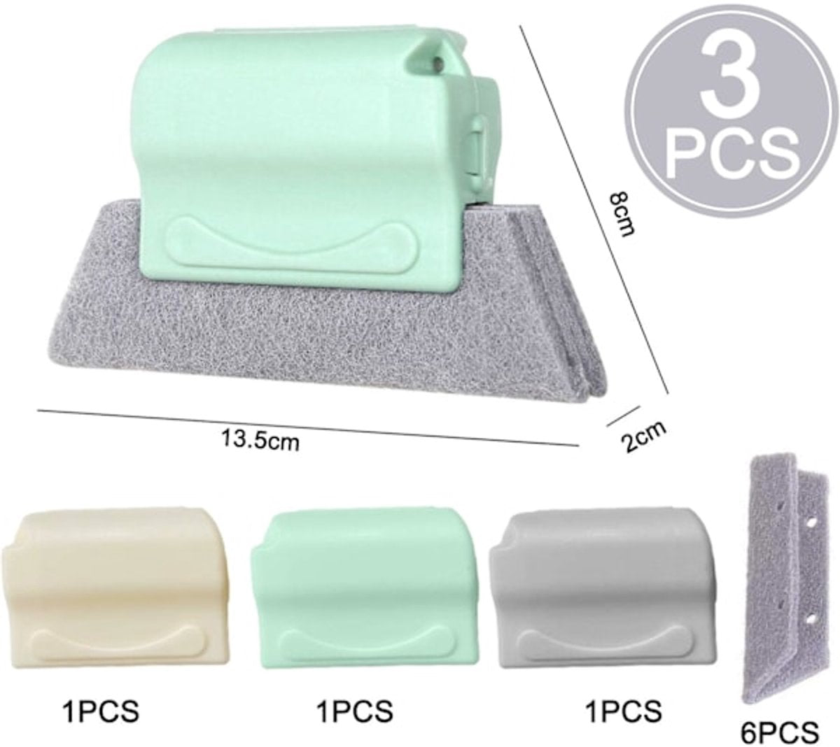 Window Cleaning Brushes - For every nook and cranny - 3-pack - Groove cleaning V1188-ZXY-10908