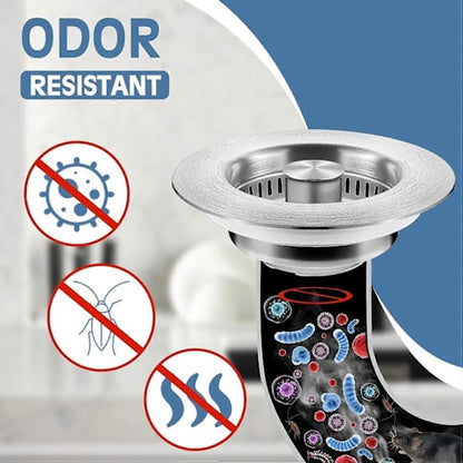 Sink Drain Strainer - 3-in-1 - Stainless Steel - Collapsible Sink Stopper - Strainer - Silver V1188-ZXY-10911