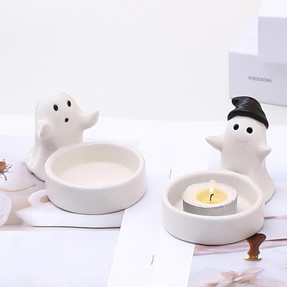 1 Piece - Ceramic Ghost Candle Holder - Cute Ghost Ornament - Birthday Gift - Desk Decoration (Style 2) V1188-ZXY-10916