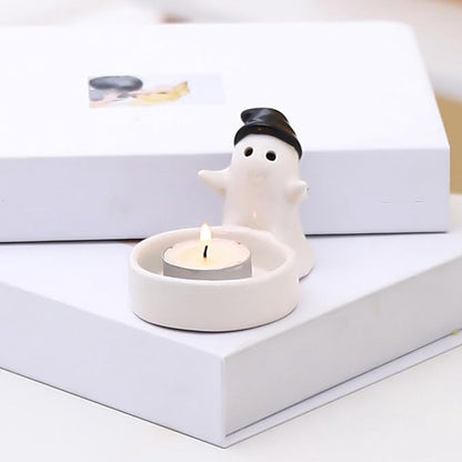 1 Piece - Ceramic Ghost Candle Holder - Cute Ghost Ornament - Birthday Gift - Desk Decoration (Style 2) V1188-ZXY-10916