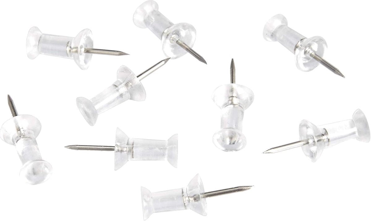 Set of 200 Transparent Push Pins - 11mm Long - Suitable for noticeboards, cards, posters and craft projects V1188-ZXY-10919