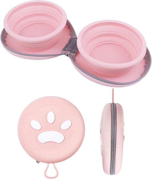 Dog Food Bowl - Foldable Dog Food Bowl - Outdoor Pet Food Bowl - 2-in-1 Dog Food Bowl - with Zippered Storage V1188-ZXY-10920