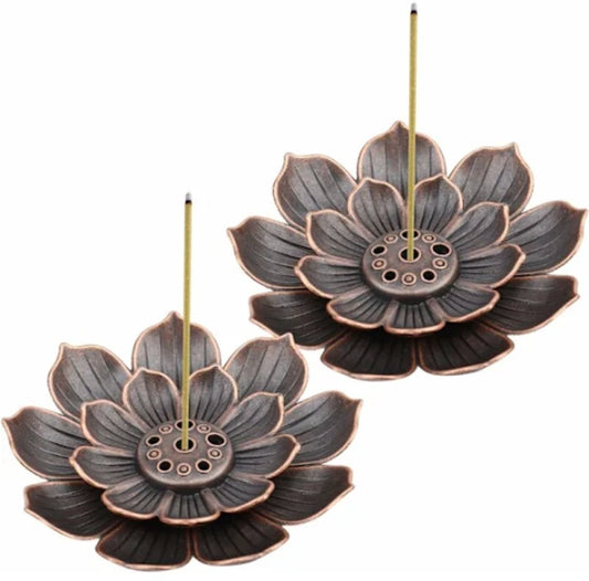 Set of 2 - Lotus-shaped incense burner - 6-hole incense burner with ash collection tray - Suitable for V1188-ZXY-10937