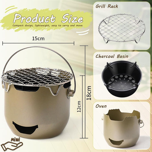 Grill - Portable Charcoal Grill - Mini Stainless Steel Charcoal Grill - Small Outdoor Grill - Suitable for V1188-ZXY-10952