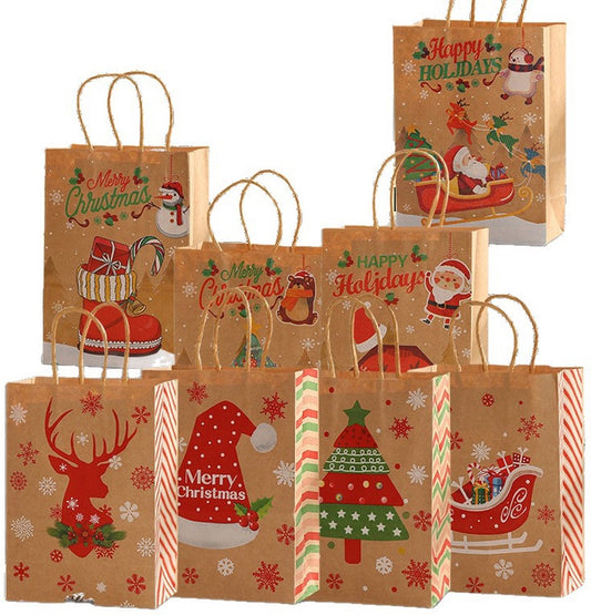 Gift Bags - 8 pieces - Christmas gift bags - Paper gift bags - Christmas gift bags - Kraft paper bags - V1188-ZXY-10953