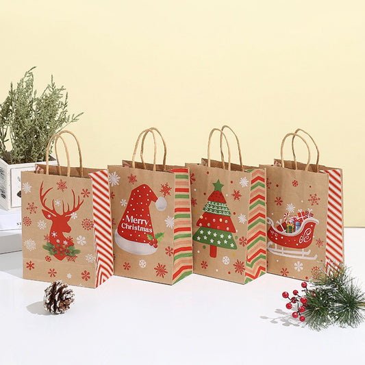 Gift Bags - 8 pieces - Christmas gift bags - Paper gift bags - Christmas gift bags - Kraft paper bags - V1188-ZXY-10953