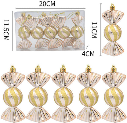 Christmas Decorations - Christmas Decorations - Painted Candy Christmas Tree Decorations - Champagne (5 per V1188-ZXY-10961