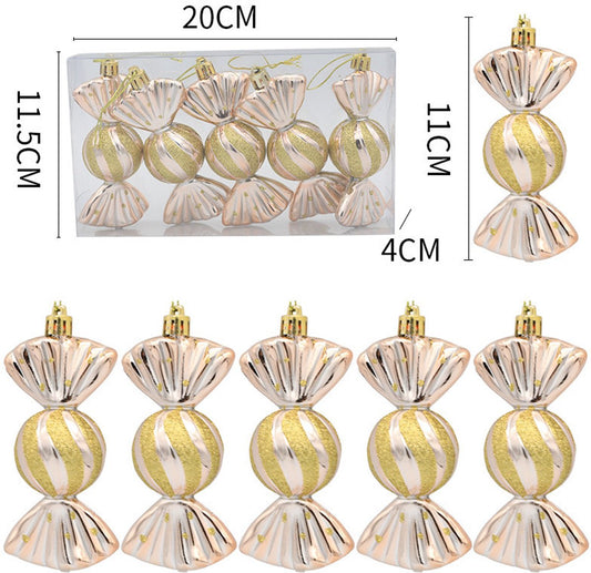 Christmas Decorations - Christmas Decorations - Painted Candy Christmas Tree Decorations - Champagne (5 per V1188-ZXY-10961