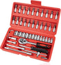 46-Piece Wrench & Ratchet Set - 1/4 Inch Metric for Cars - Compact Storage Case V1188-ZXY-10964