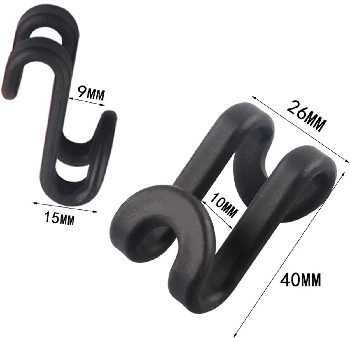 Hanger Hooks | Hooks - S-Hook Hangers - Black - Pack of 100 - Coat Hooks - Space-Saving Hanger Connector V1188-ZXY-10971