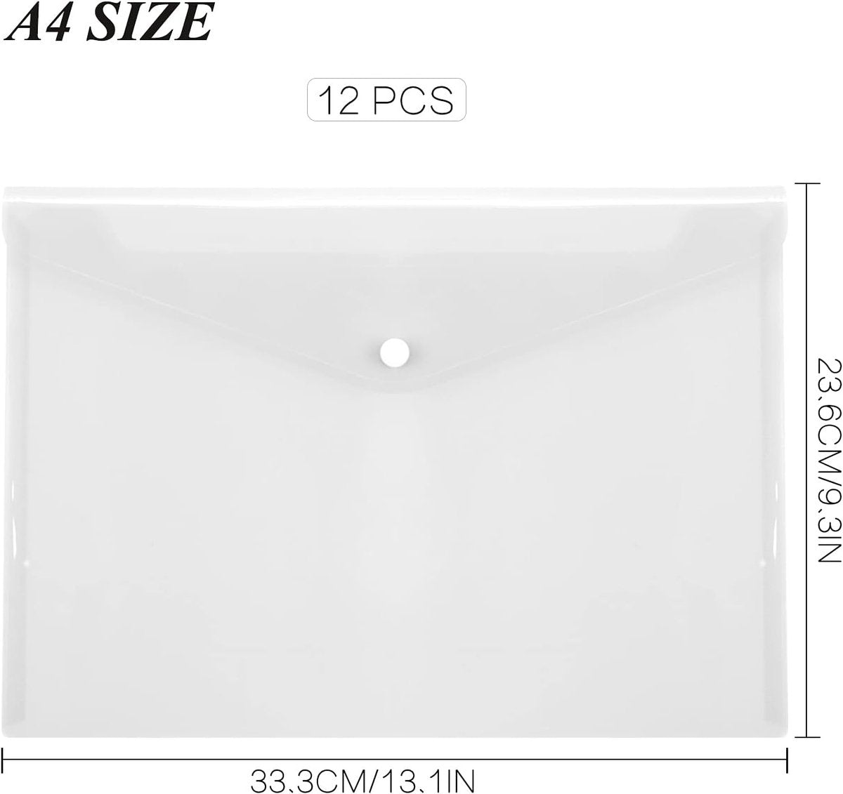 12 folders - plastic folders - transparent A4 format - waterproof - polyethylene - snap closure - ideal for V1188-ZXY-10985