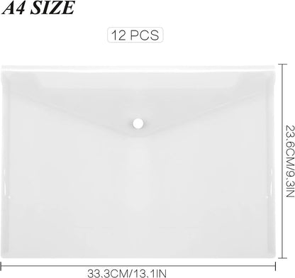 12 folders - plastic folders - transparent A4 format - waterproof - polyethylene - snap closure - ideal for V1188-ZXY-10985