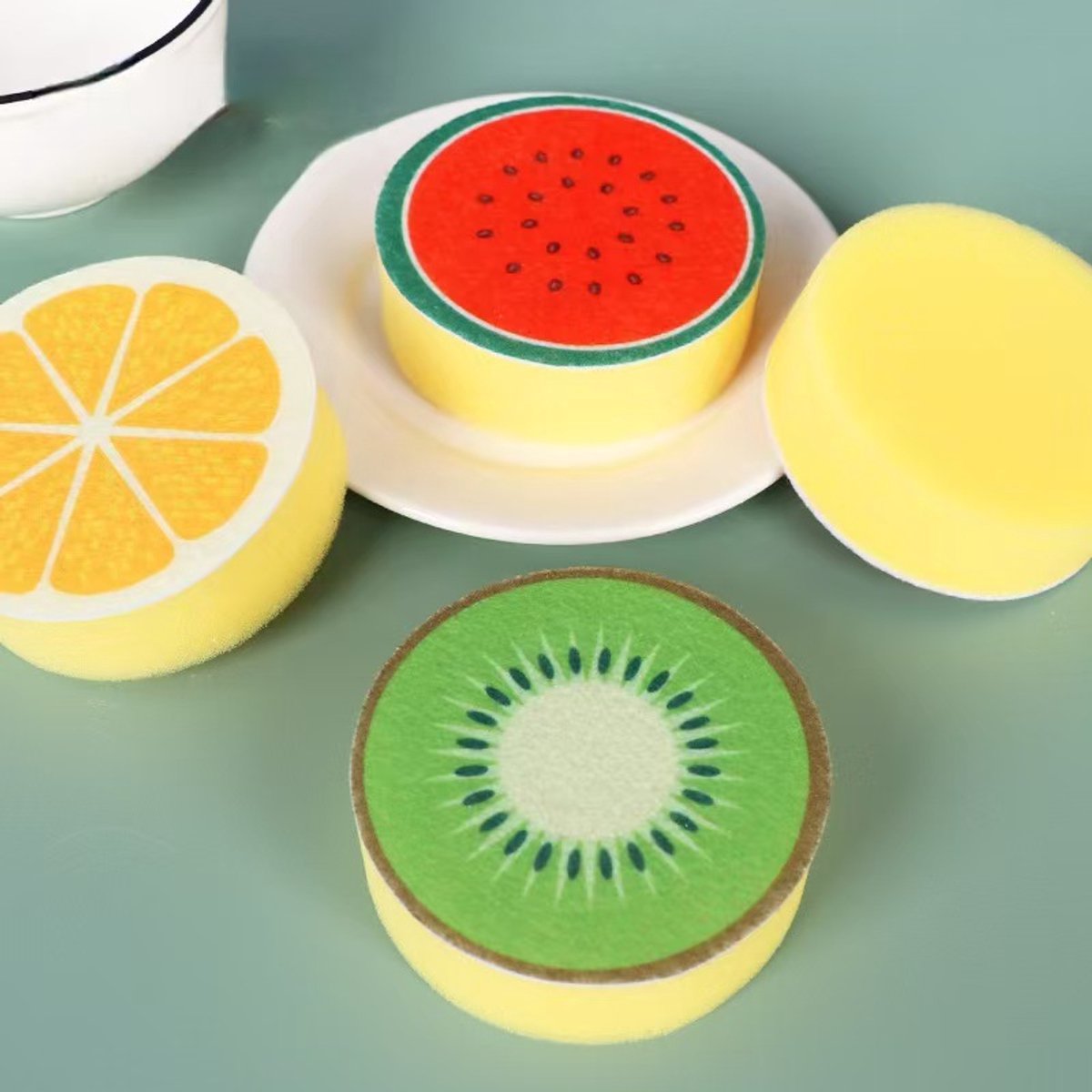 Dishwashing sponge - 4-piece set - Double-sided cleaning sponge - Dish cloth - Suitable for kitchen and V1188-ZXY-10986