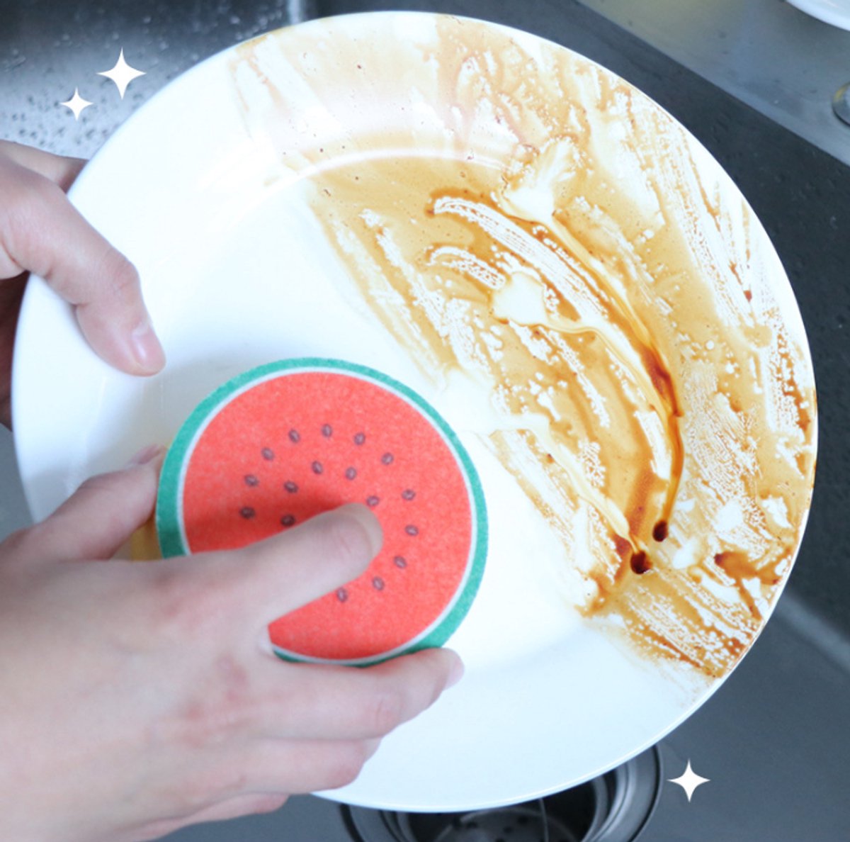 Dishwashing sponge - 4-piece set - Double-sided cleaning sponge - Dish cloth - Suitable for kitchen and V1188-ZXY-10986