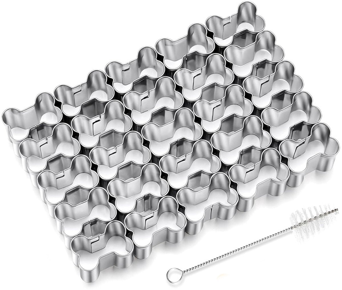 Bone Cookie Cutters - Stainless Steel Baking Cup Set - Kitchen & Baking Tools - With Cleaning Brush - Enjoy V1188-ZXY-11004