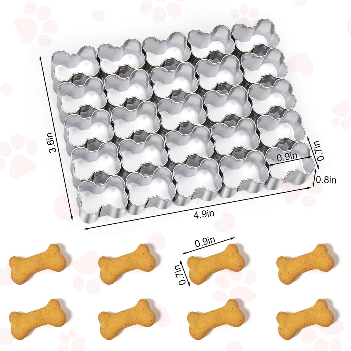 Bone Cookie Cutters - Stainless Steel Baking Cup Set - Kitchen & Baking Tools - With Cleaning Brush - Enjoy V1188-ZXY-11004