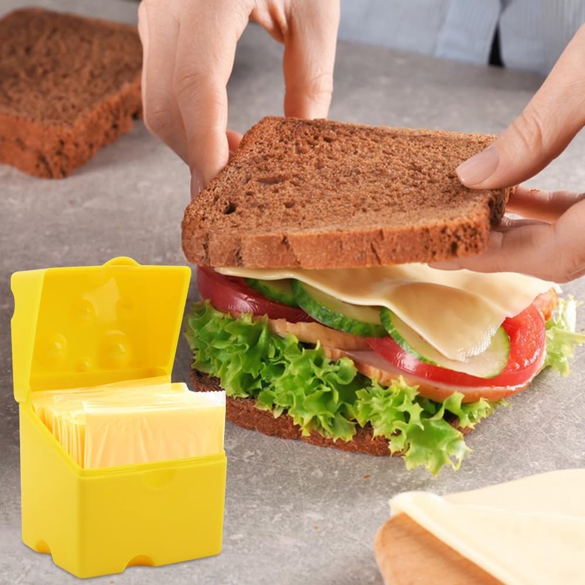 2-Pack Cheese Storage Boxes with Lids - For Sliced & Grated Cheese in the Fridge - Dishwasher Safe V1188-ZXY-11009