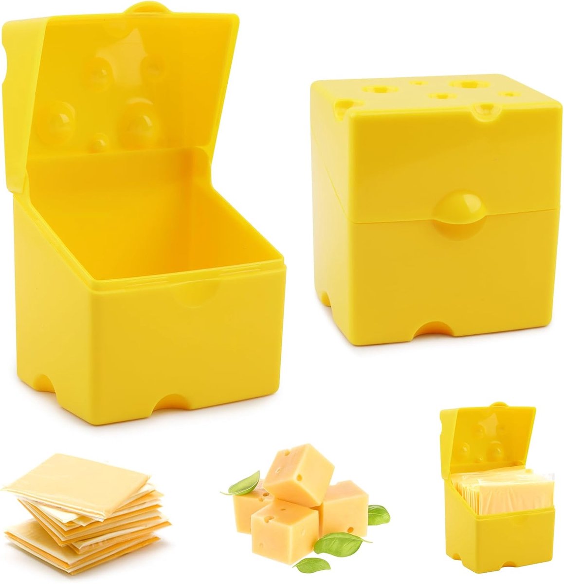 2-Pack Cheese Storage Boxes with Lids - For Sliced & Grated Cheese in the Fridge - Dishwasher Safe V1188-ZXY-11009