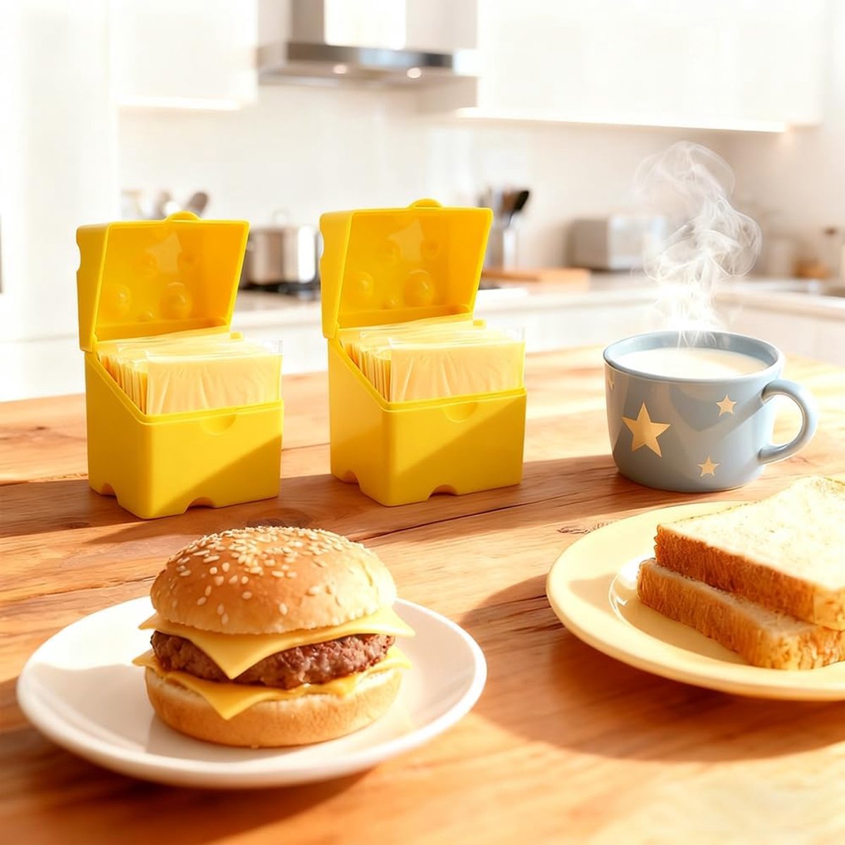 2-Pack Cheese Storage Boxes with Lids - For Sliced & Grated Cheese in the Fridge - Dishwasher Safe V1188-ZXY-11009