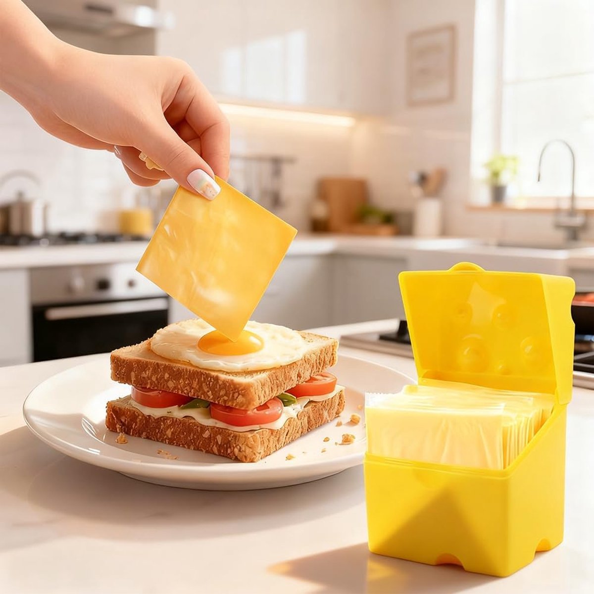 2-Pack Cheese Storage Boxes with Lids - For Sliced & Grated Cheese in the Fridge - Dishwasher Safe V1188-ZXY-11009