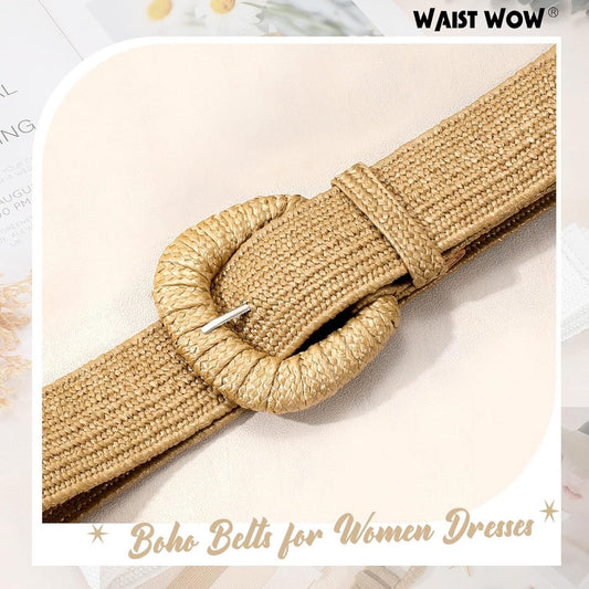 Belts - Women's stretch straw belts - Fashionable Bohemian belts - Rattan belts Raffia women's belts V1188-ZXY-11022