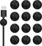 Pack of 12 Cable Clips - Black, Self-Adhesive Cable Organizer - Charger Holder - Cable Organizer - Suitable V1188-ZXY-11024