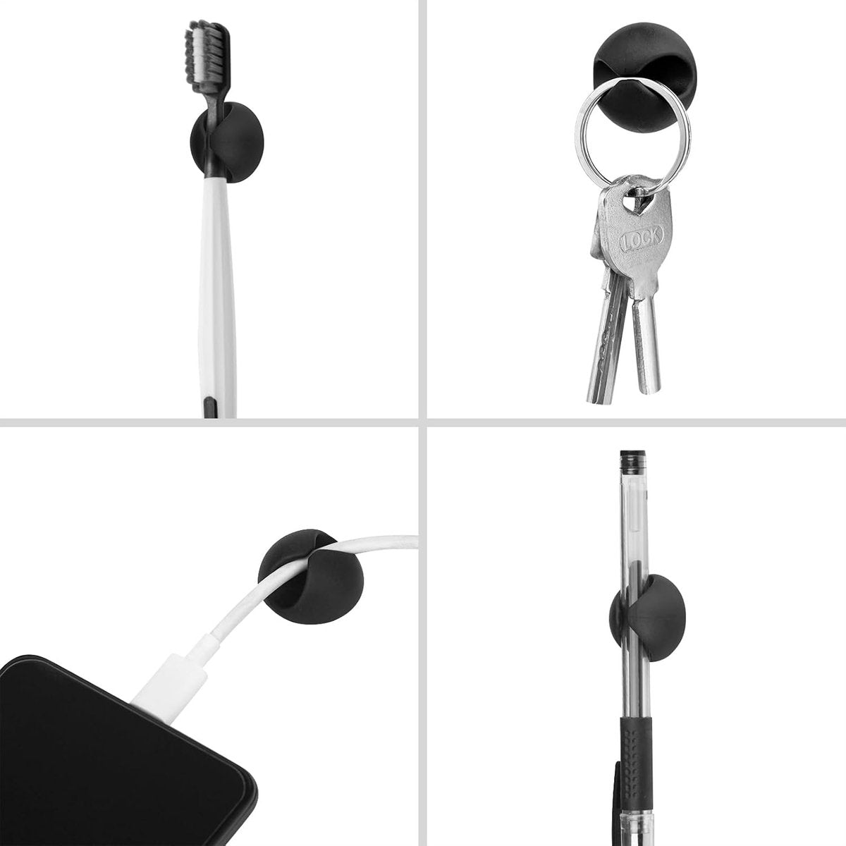 Pack of 12 Cable Clips - Black, Self-Adhesive Cable Organizer - Charger Holder - Cable Organizer - Suitable V1188-ZXY-11024