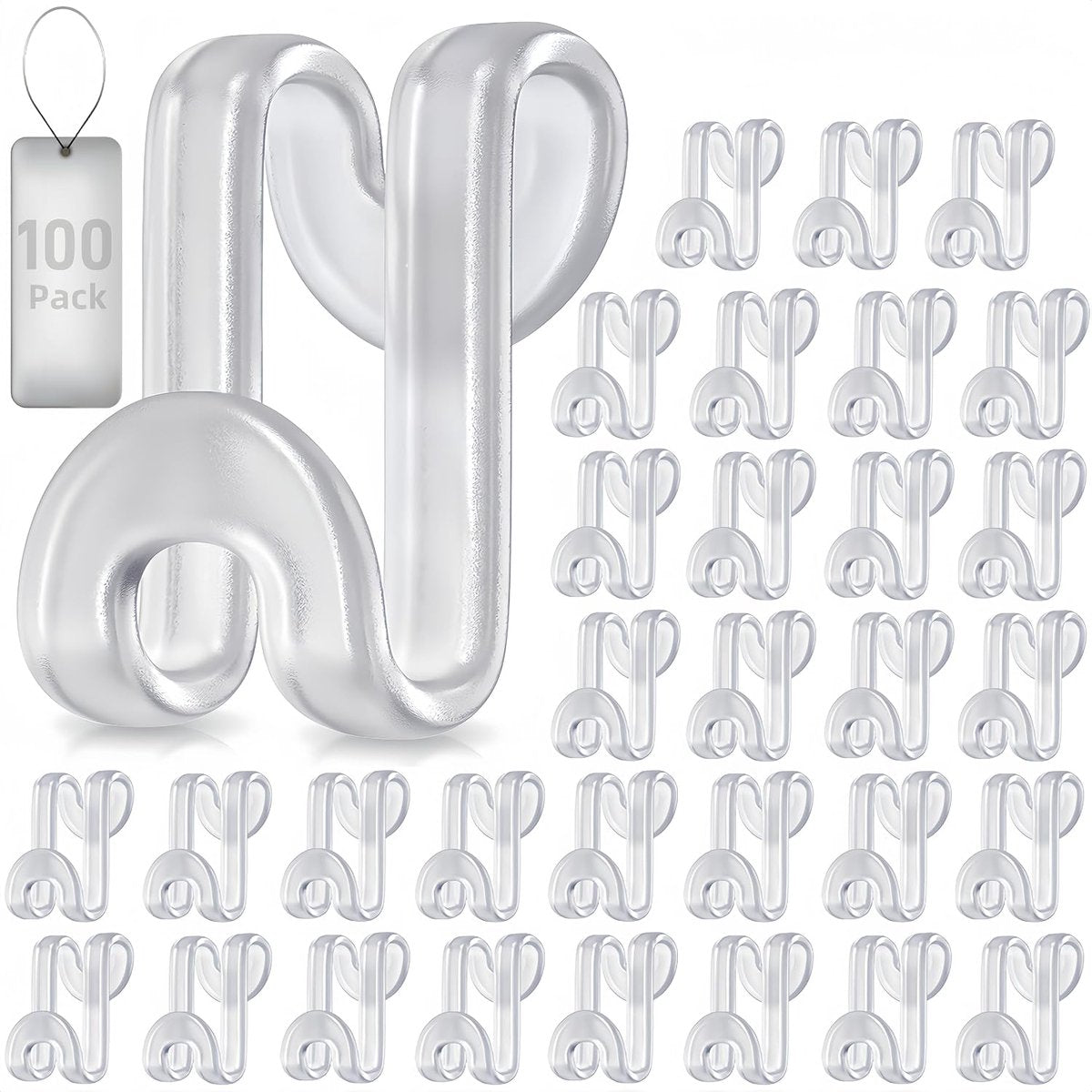 Hanger Hooks | Hooks - S-Hook Hangers - Transparent - 100 Pieces - Coat Hook - Space-Saving Hanger Connector V1188-ZXY-11036