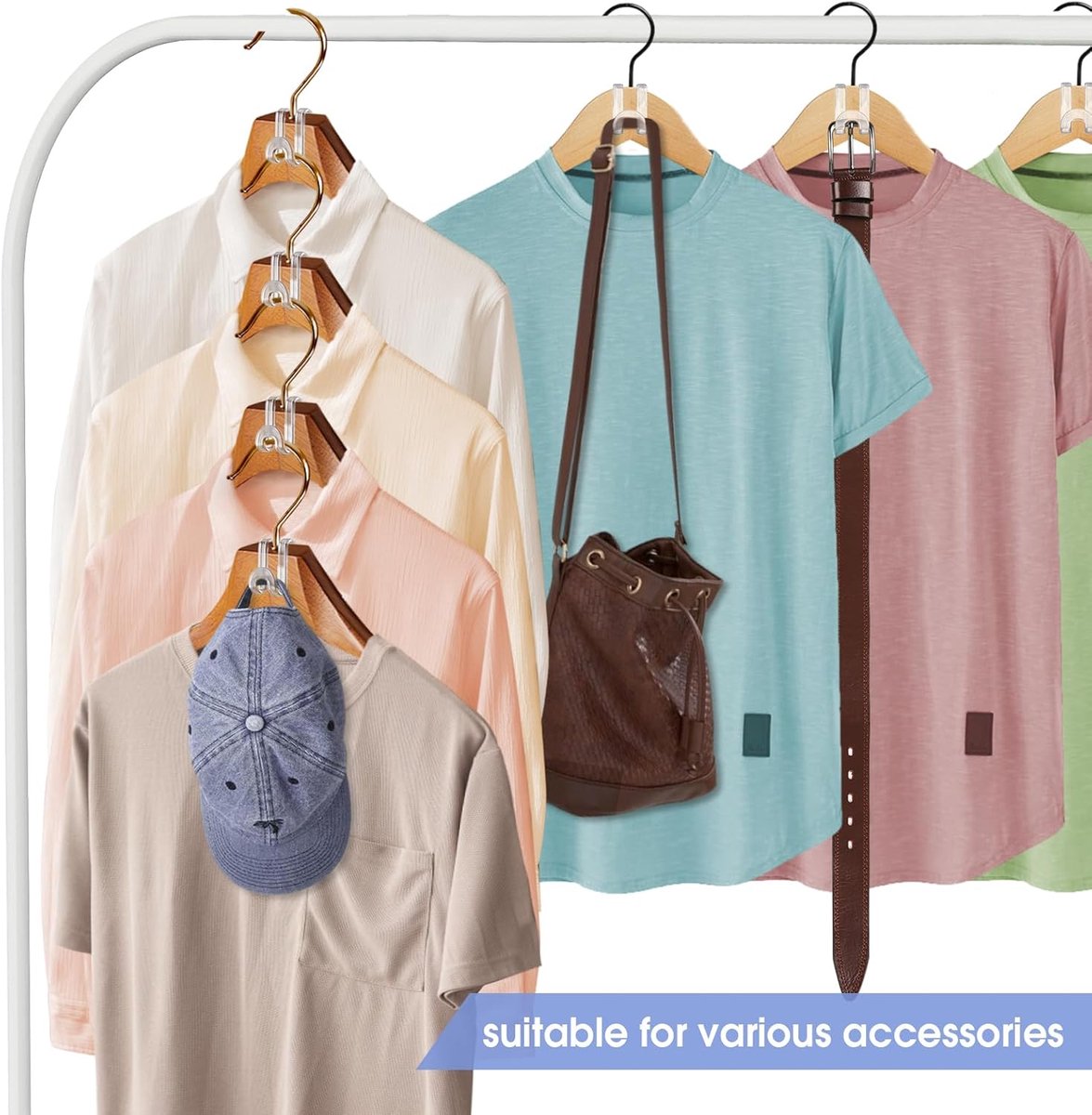 Hanger Hooks | Hooks - S-Hook Hangers - Transparent - 100 Pieces - Coat Hook - Space-Saving Hanger Connector V1188-ZXY-11036